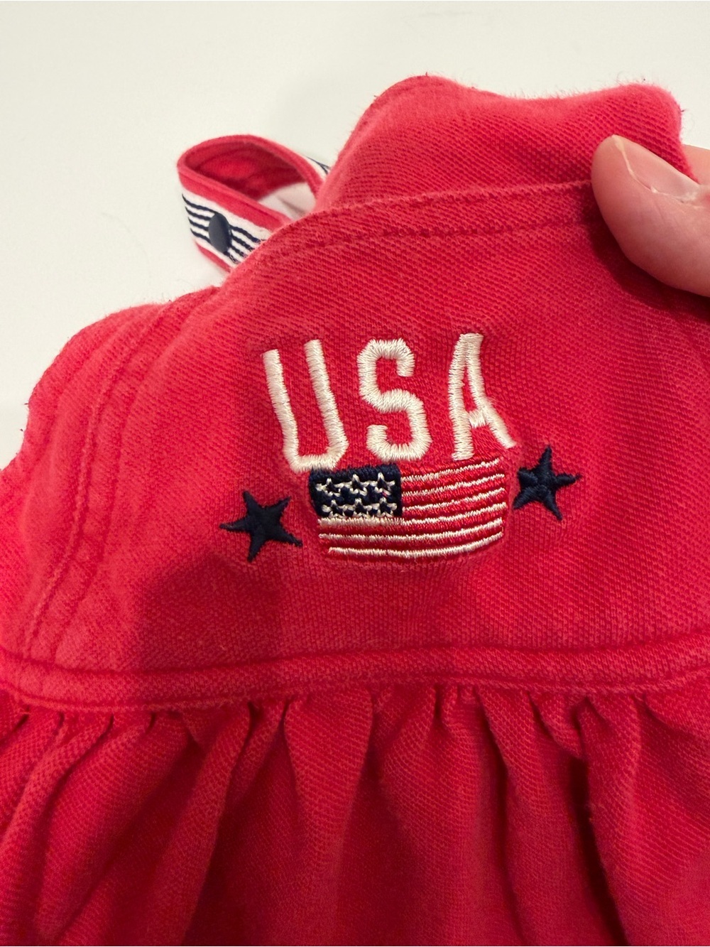 VINTAGE Merona Embroidered USA Flag Bubble Romper Dress - Picture 2 of 8